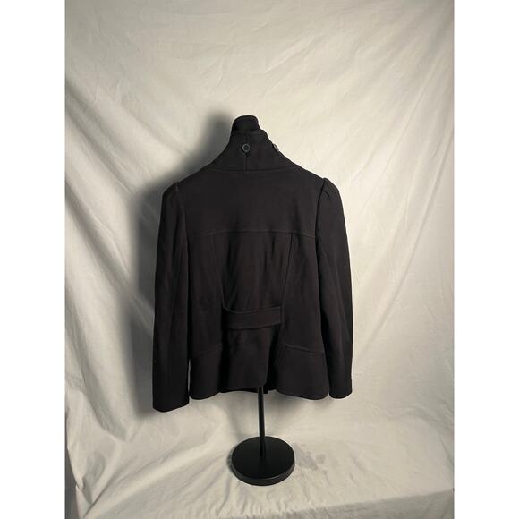 INC International Concepts Ruffle Front Jacket Medium Black Cotton Blend - Picture 3 of 8